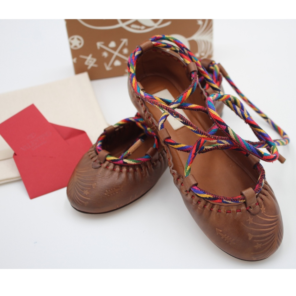 Valentino Embossed Leather Ballet Flats